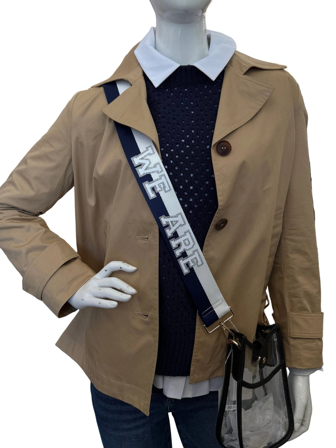 Ahdorned - WE ARE Navy/Wht Striped Strap: White/Silver Outline - Shorely Chic Boutique