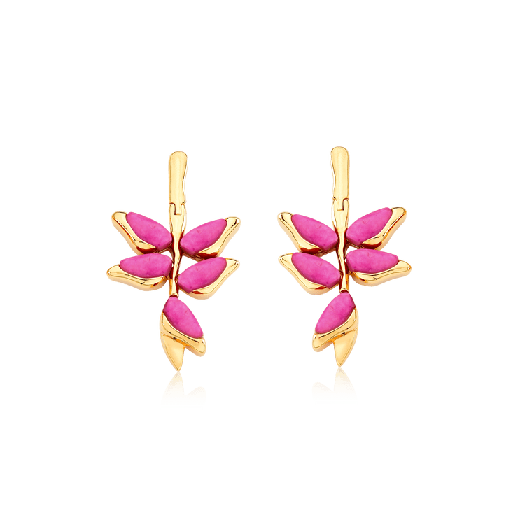 Ayla - Heliconia Earrings: Gold/Pink - Shorely Chic Boutique
