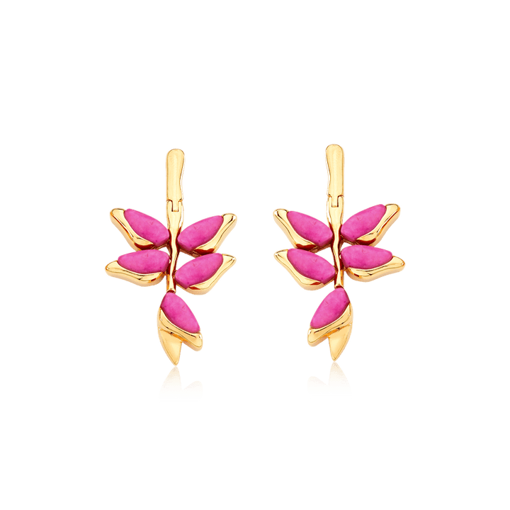 Ayla - Heliconia Earrings: Gold/Pink - Shorely Chic Boutique