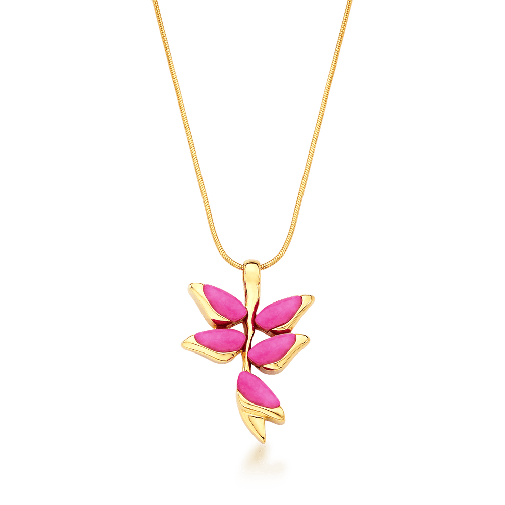 Ayla - Heliconia Necklace: Gold/Pink - Shorely Chic Boutique