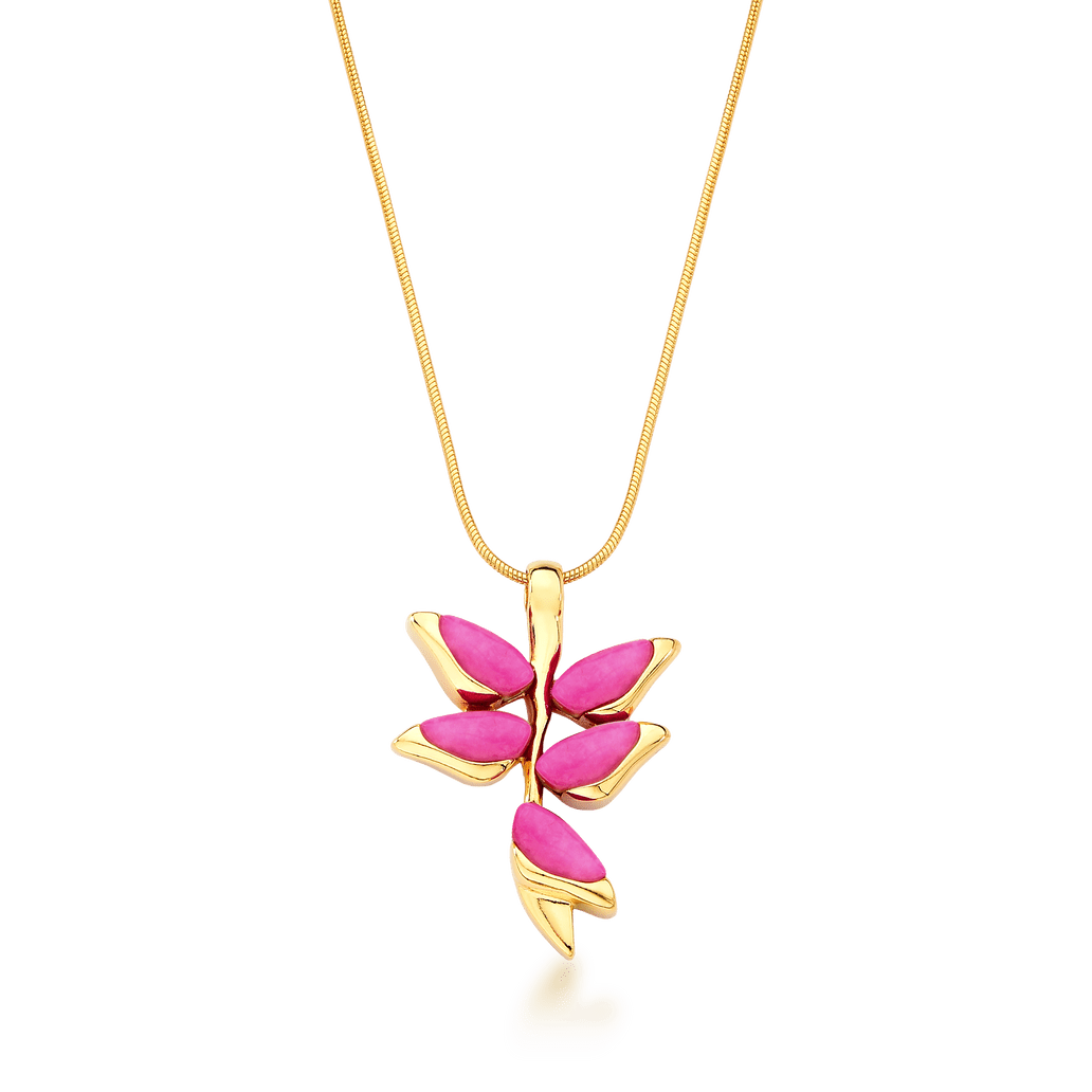 Ayla - Heliconia Necklace: Gold/Pink - Shorely Chic Boutique