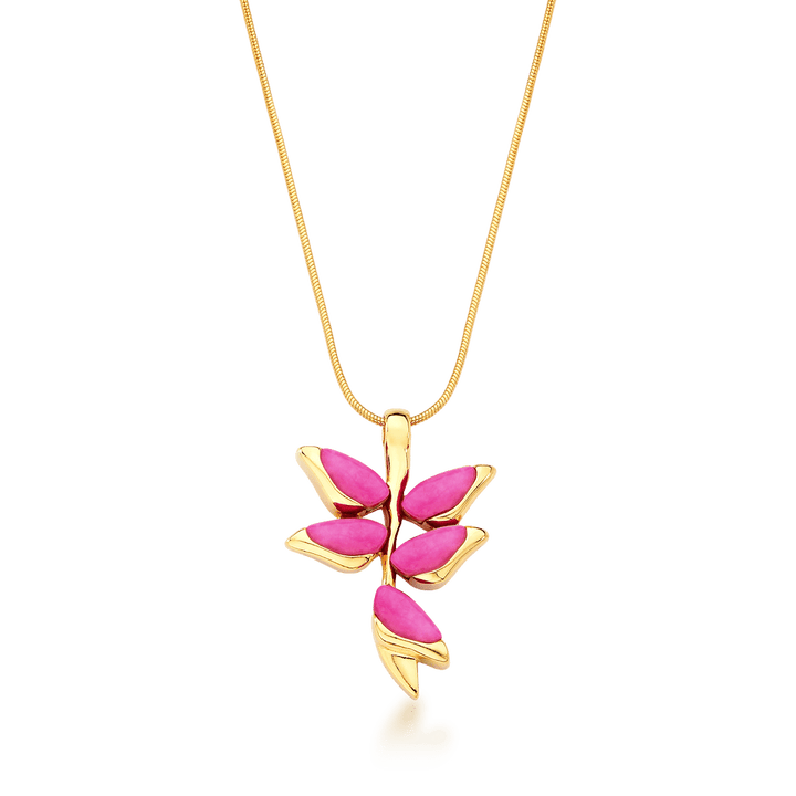 Ayla - Heliconia Necklace: Gold/Pink - Shorely Chic Boutique