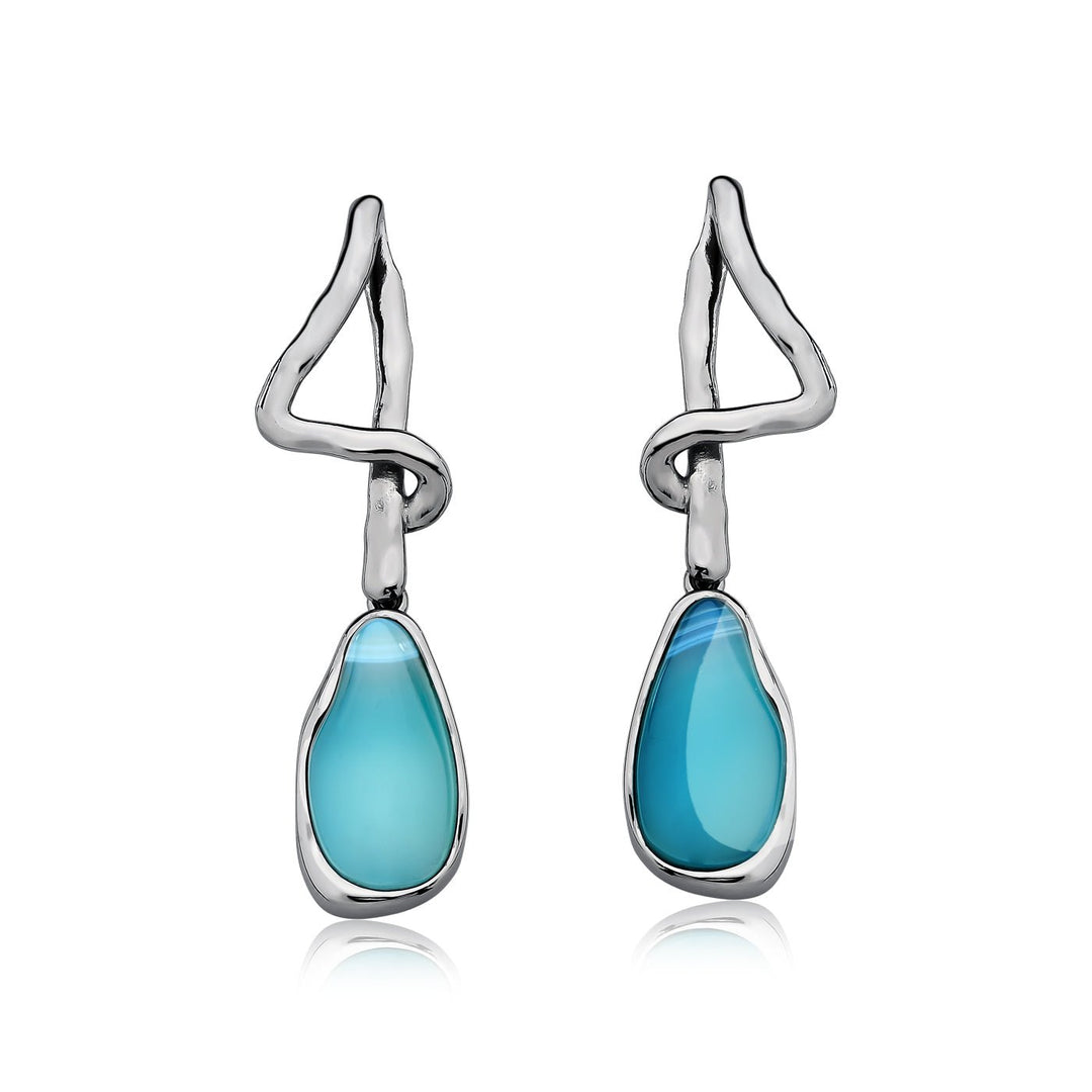 Ayla - My Changes My Way Earrings: Rhodium/Blue Agate - Shorely Chic Boutique