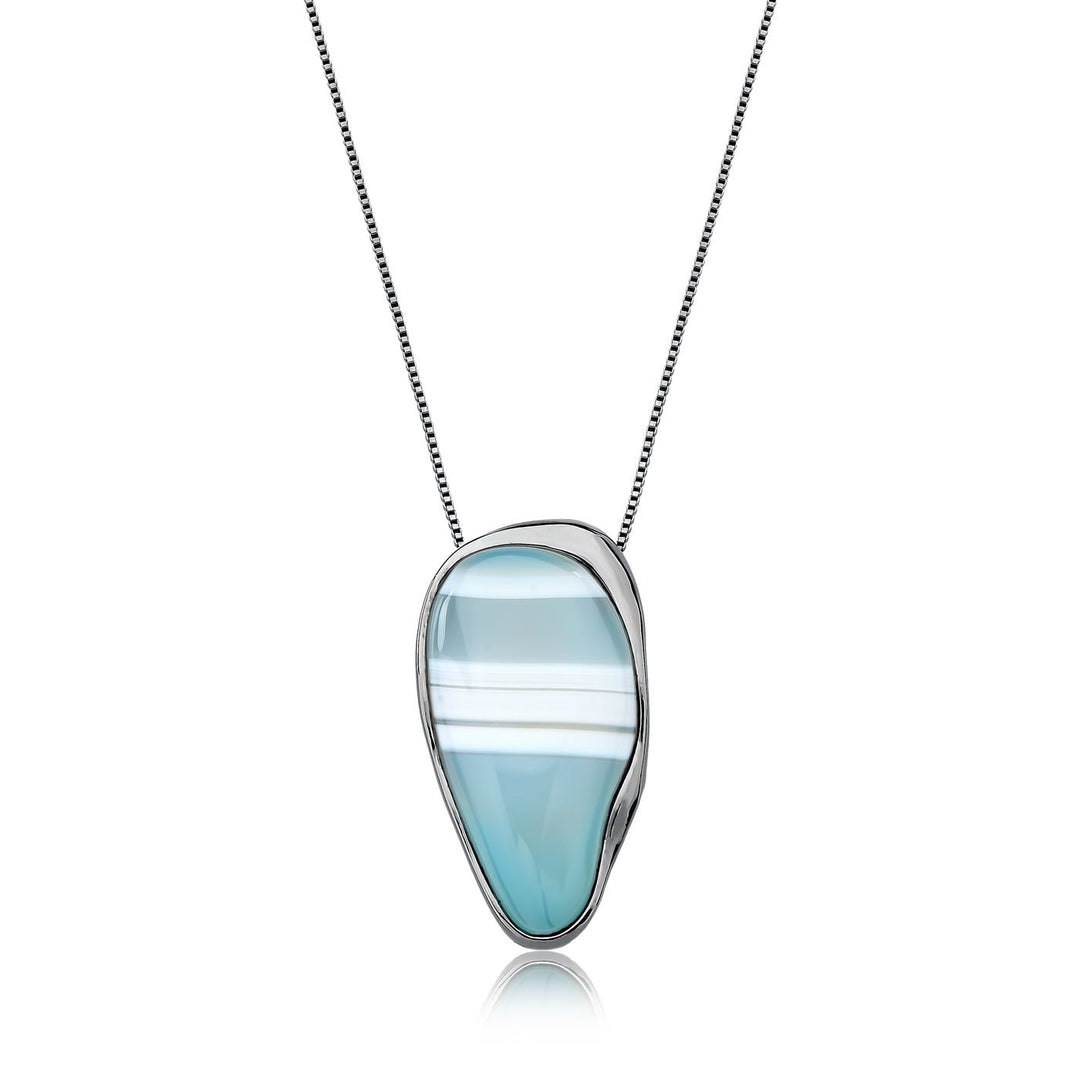 Ayla - My Changes My Way Necklace: Rhodium/Blue Agate - Shorely Chic Boutique