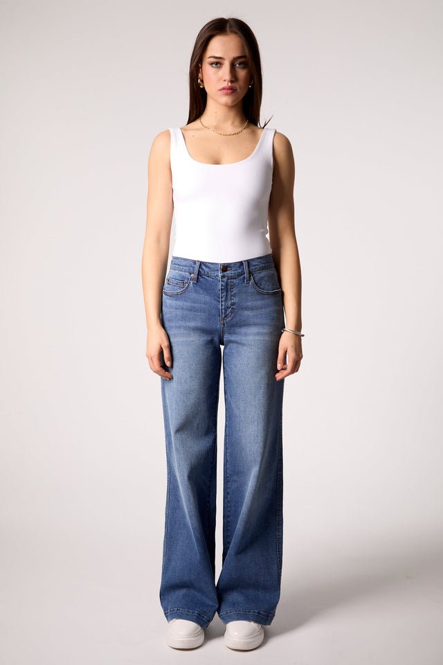 Blue Revival: Waverly Mid Rise Wide Leg: Madrid - Shorely Chic Boutique