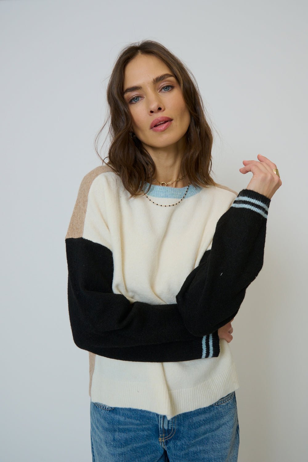 Central Park West - Ash Colorblock Crewneck: Multi - Shorely Chic Boutique