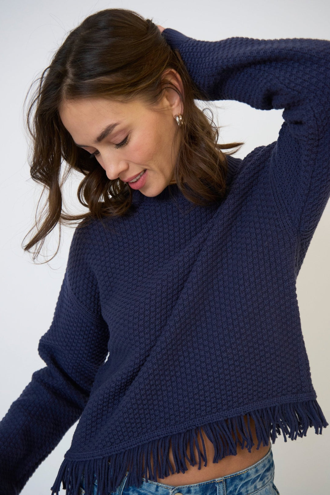 Central Park West - Elysse Seedstitch Sweater: Navy - Shorely Chic Boutique