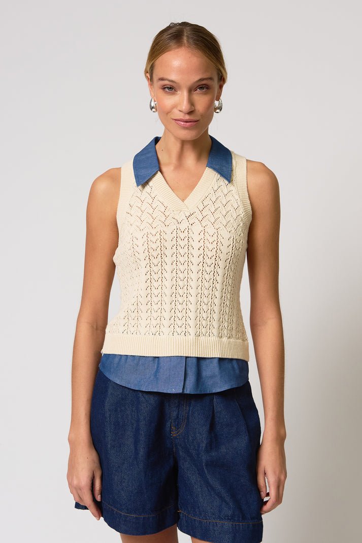 Central Park West - Hazel Pointelle Stitch Halter Twofer - Shorely Chic Boutique