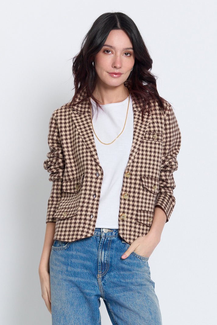 Central Park West - Marlo Jacquard Knit Blazer: Camel - Shorely Chic Boutique