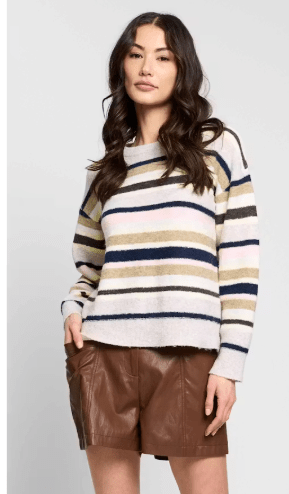 Central Park West - Striped Robbie Crew: Birch - Shorely Chic Boutique