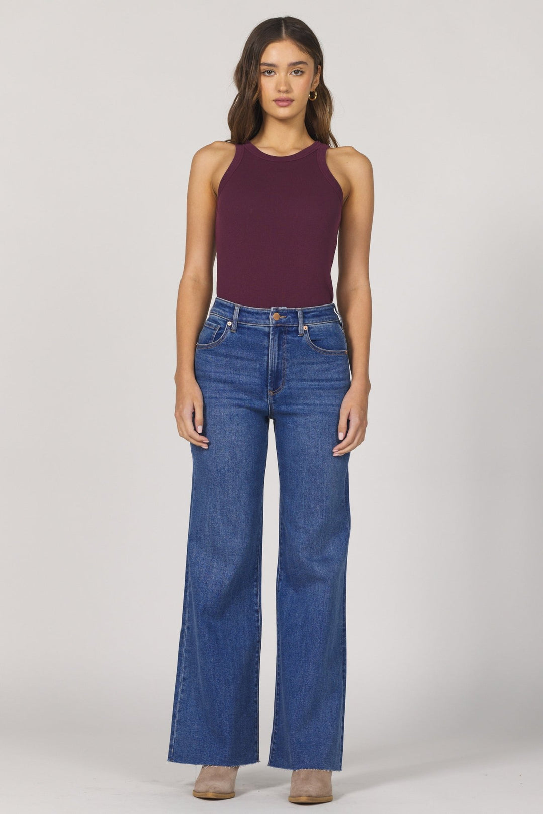 Dear John - Fiona Wide Leg Frayed Jean: Midtown - Shorely Chic Boutique