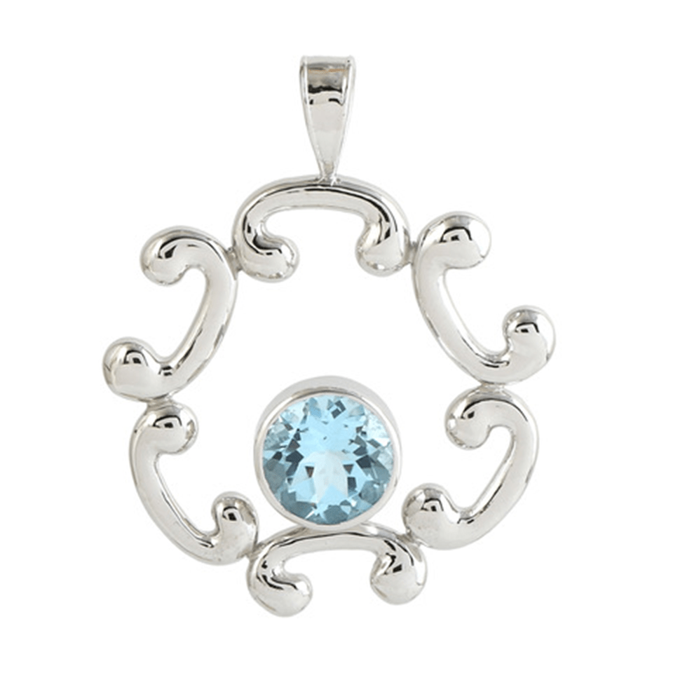 Denise Cox Designs - Large Unity Blue Topaz Pendant Necklace Silver - Shorely Chic Boutique