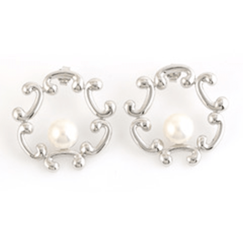 Denise Cox Designs - Large Unity Pearl Earrings Silver - Shorely Chic Boutique