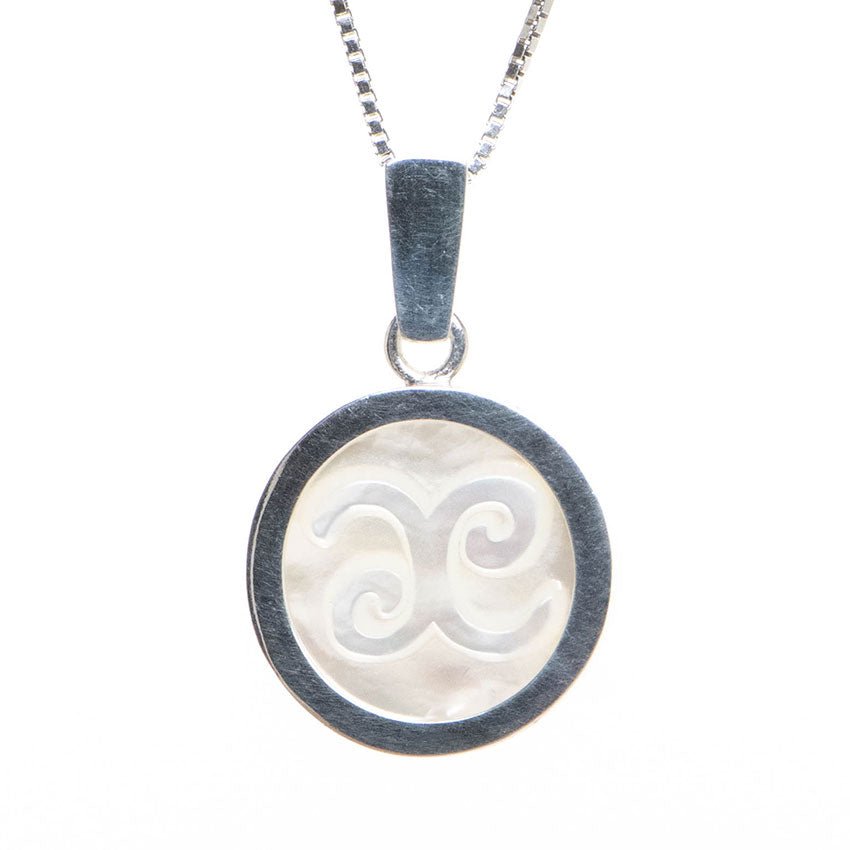 Denise Cox Designs - Purpose Small Carved Mother of Pearl Necklace Silver - Shorely Chic Boutique