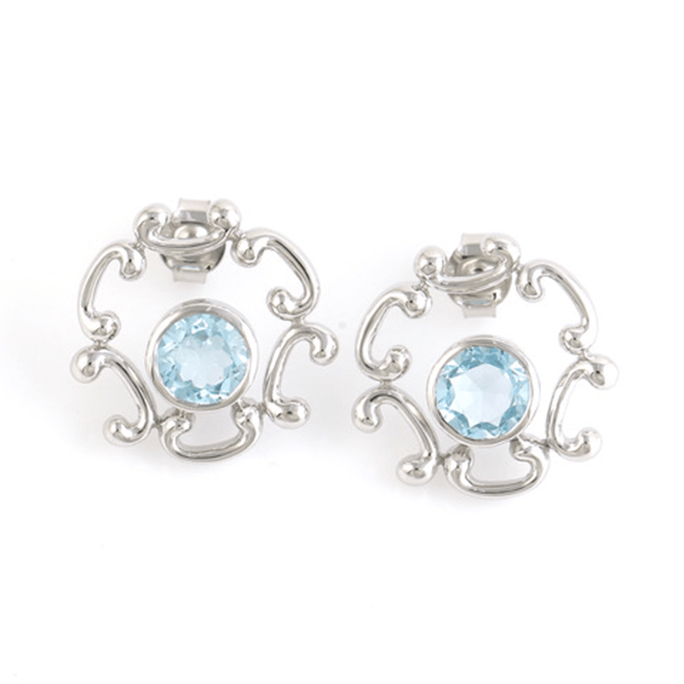 Denise Cox Designs - Small Unity Blue Topaz Earrings Silver - Shorely Chic Boutique