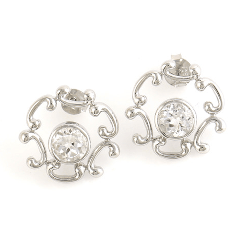 Denise Cox Designs - Small Unity White Topaz Earrings Silver - Shorely Chic Boutique