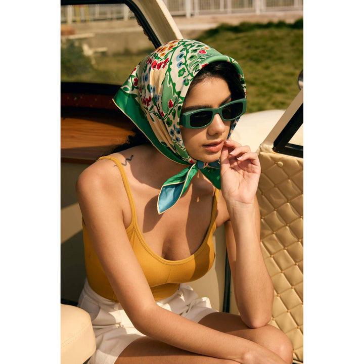 Double Sided Silk Scarf of Garden - Shorely Chic Boutique