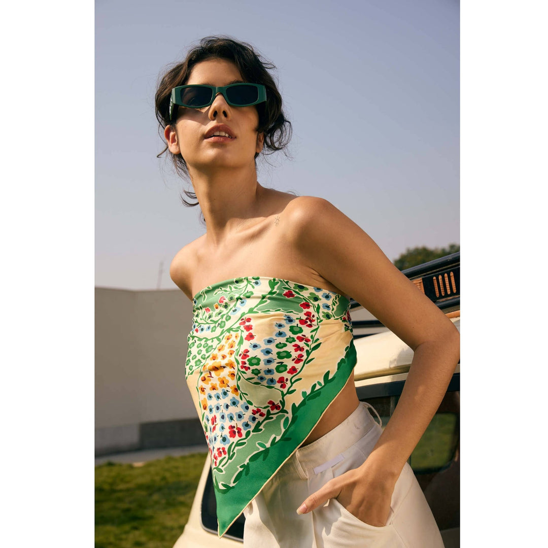 Double Sided Silk Scarf of Garden - Shorely Chic Boutique