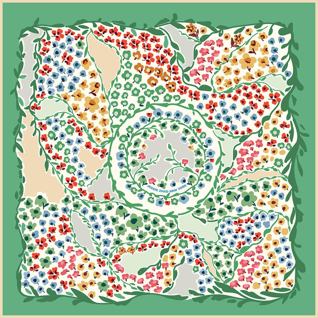 Double Sided Silk Scarf of Garden - Shorely Chic Boutique