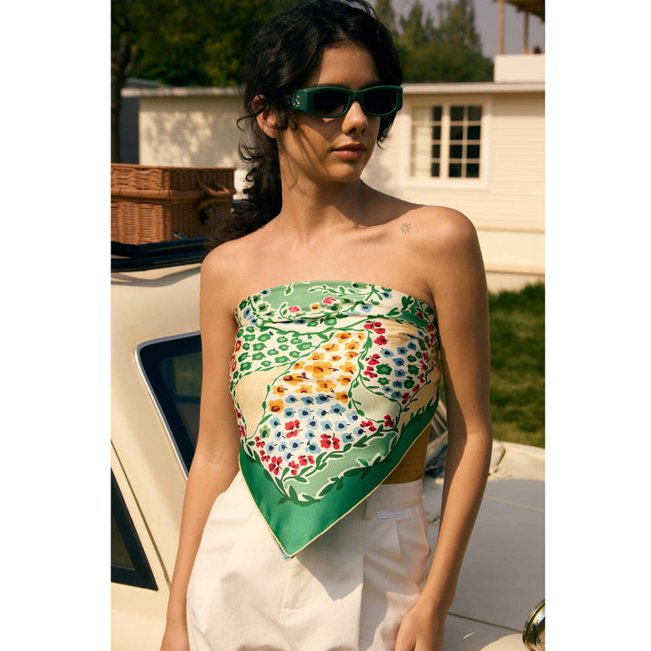Double Sided Silk Scarf of Garden - Shorely Chic Boutique