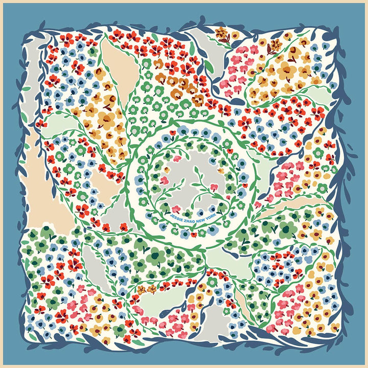 Double Sided Silk Scarf of Garden - Shorely Chic Boutique