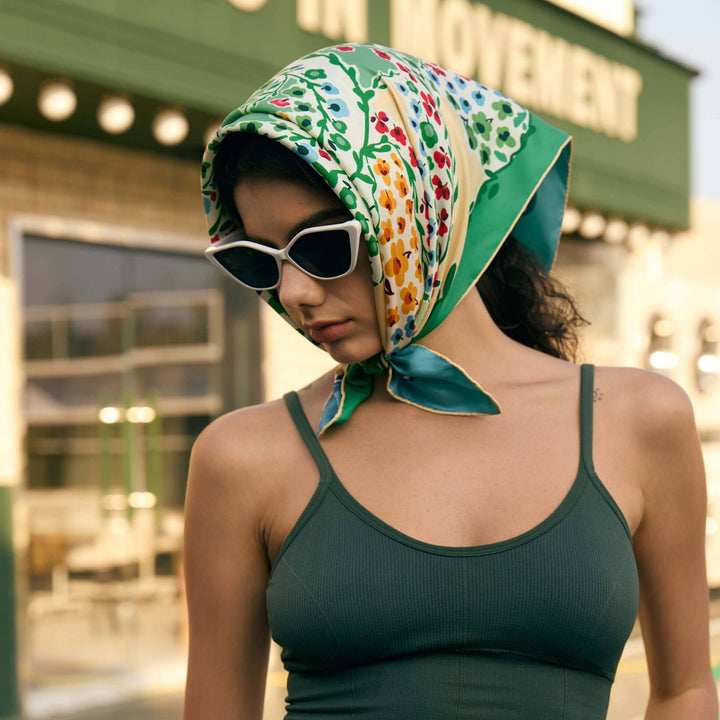 Double Sided Silk Scarf of Garden - Shorely Chic Boutique
