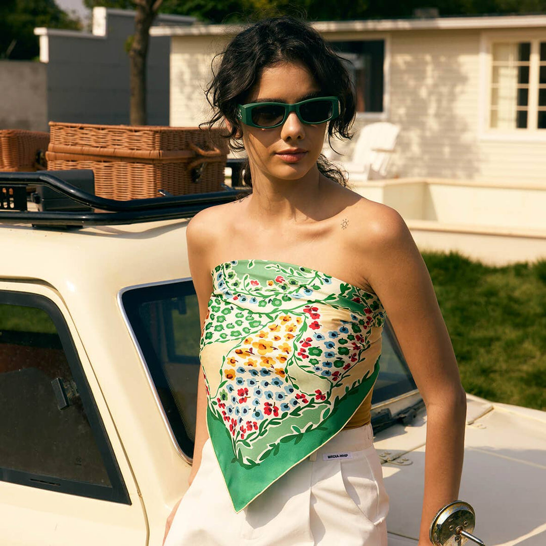 Double Sided Silk Scarf of Garden - Shorely Chic Boutique