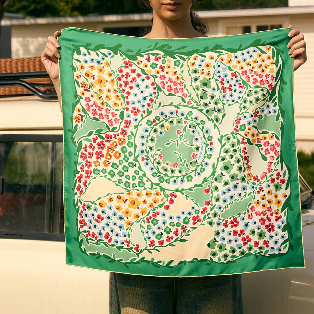 Double Sided Silk Scarf of Garden - Shorely Chic Boutique