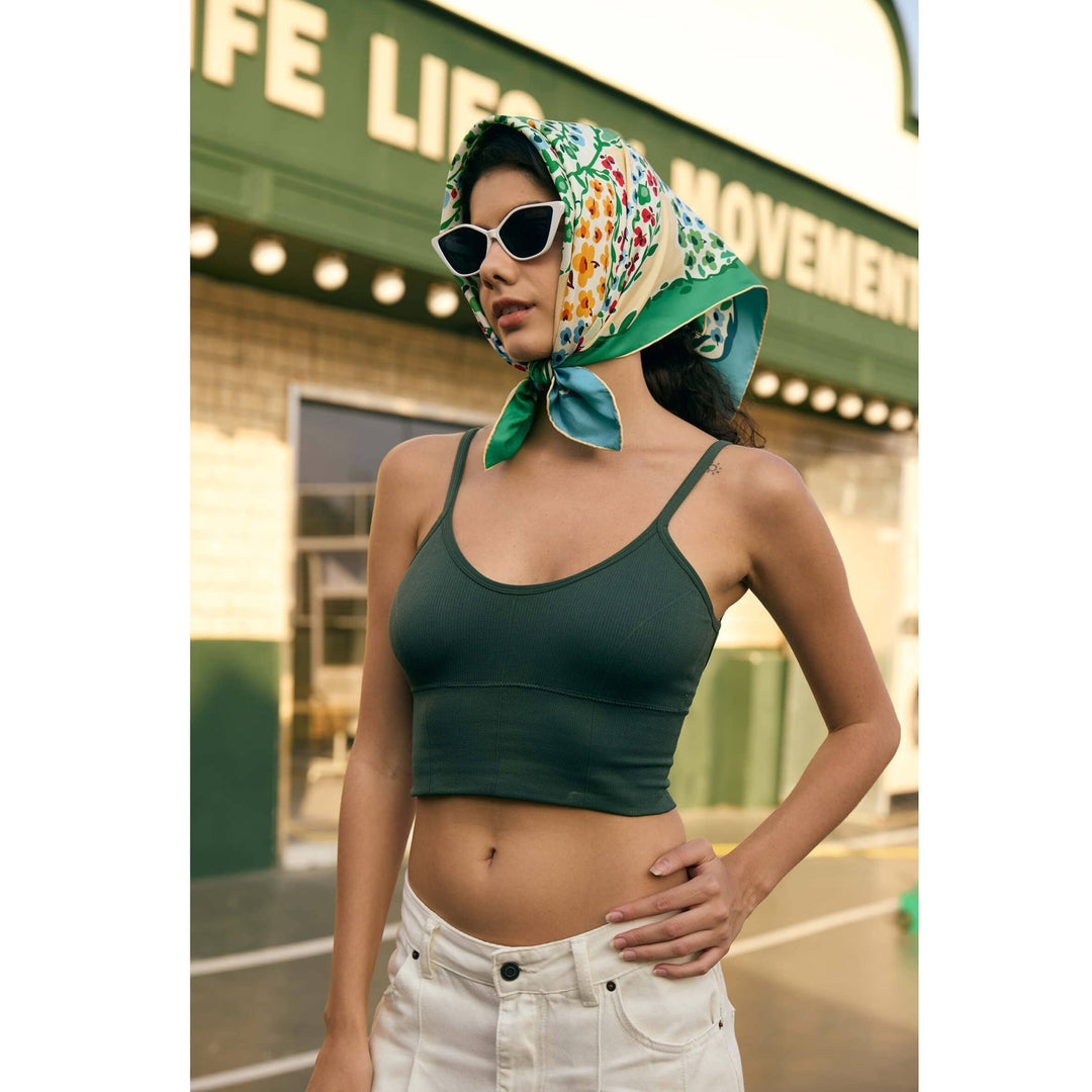 Double Sided Silk Scarf of Garden - Shorely Chic Boutique