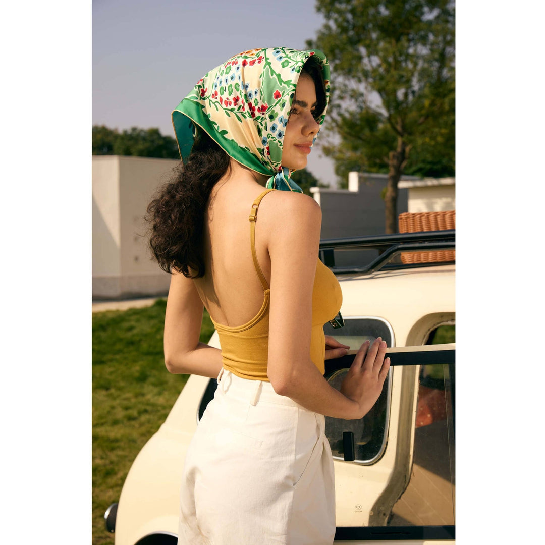 Double Sided Silk Scarf of Garden - Shorely Chic Boutique
