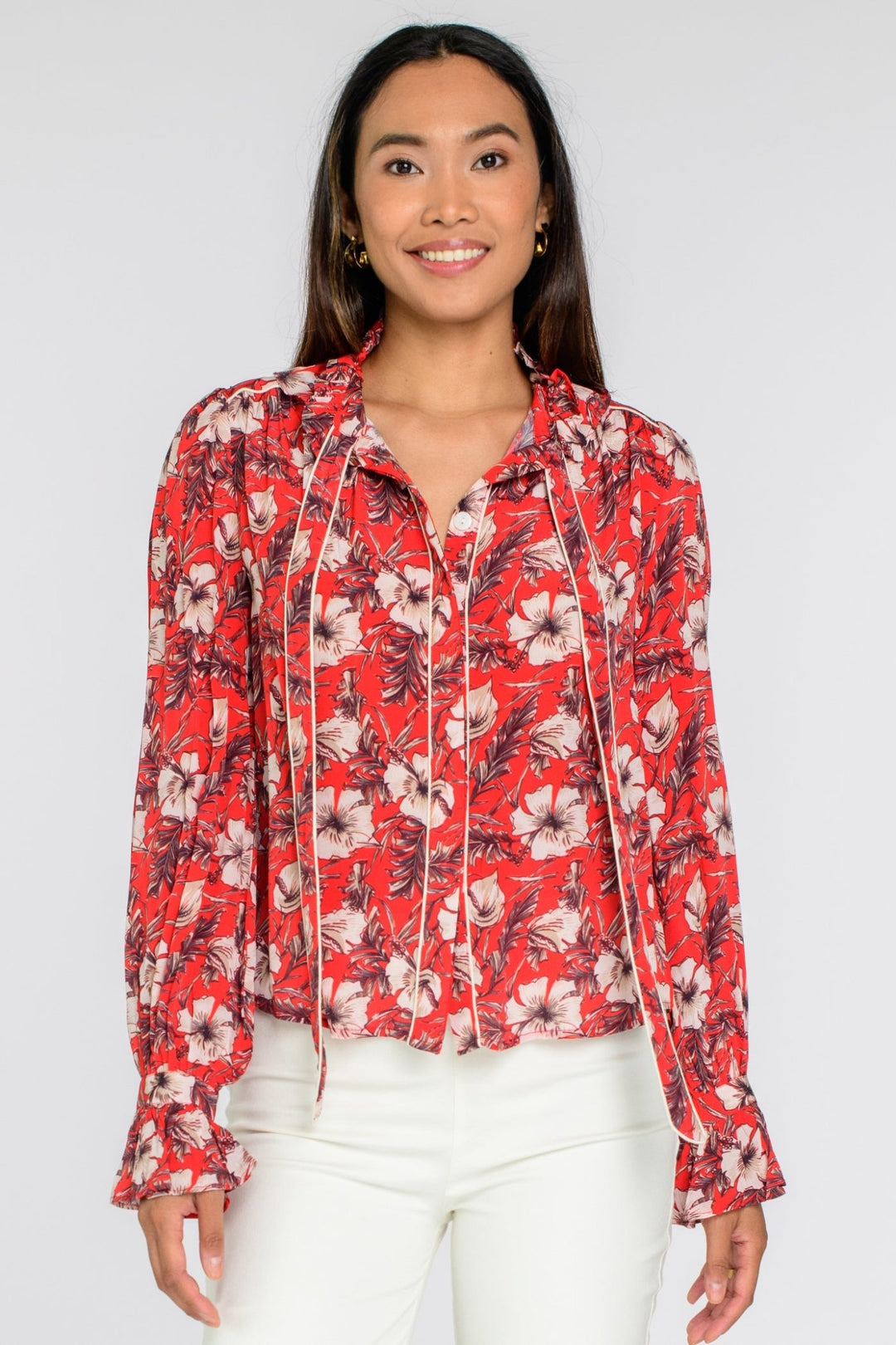 Elizabeth James: Farrow Top: Tropicalia Scarlet - Shorely Chic Boutique