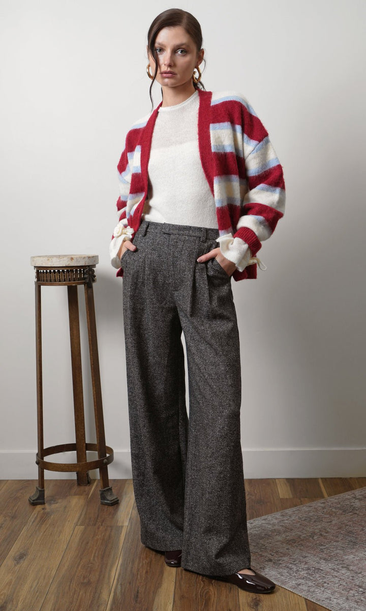 Greylin: Fallon Cozy Oversized Stripe Cardigan: Red Combo - Shorely Chic Boutique