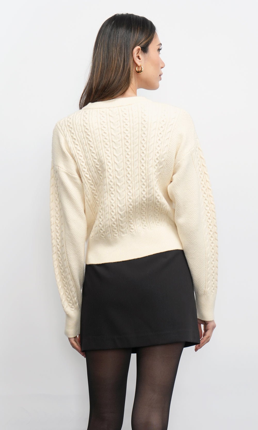 Greylin: Finley L/S Pull Over Cable Knit Sweater: Chalk - Shorely Chic Boutique