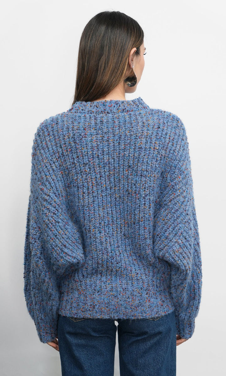 Greylin: Jasper Slouchy Speckled Crew Neck Sweater:Retro Blue - Shorely Chic Boutique