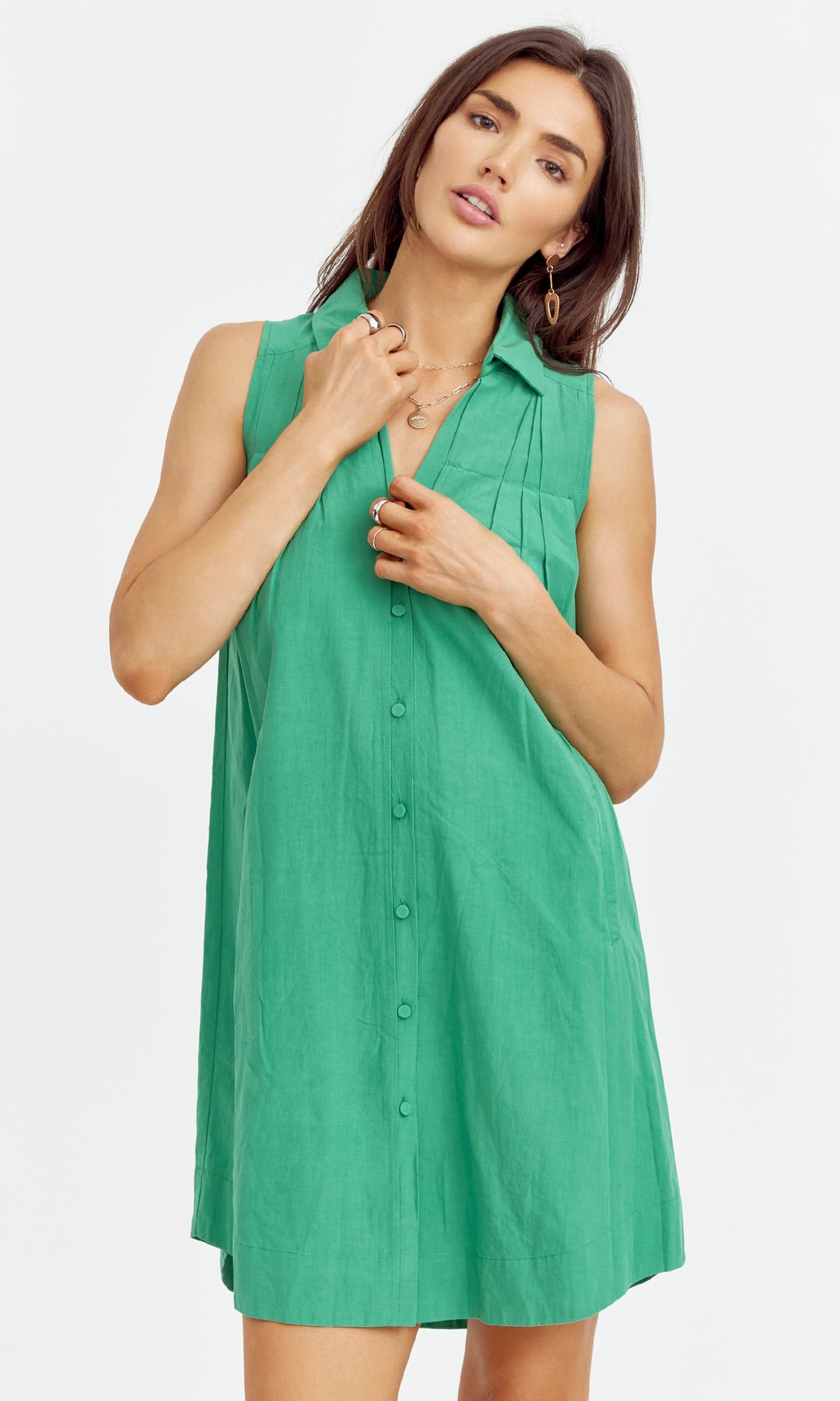 Greylin - Katty Poplin Shirt Dress: Green - Shorely Chic Boutique