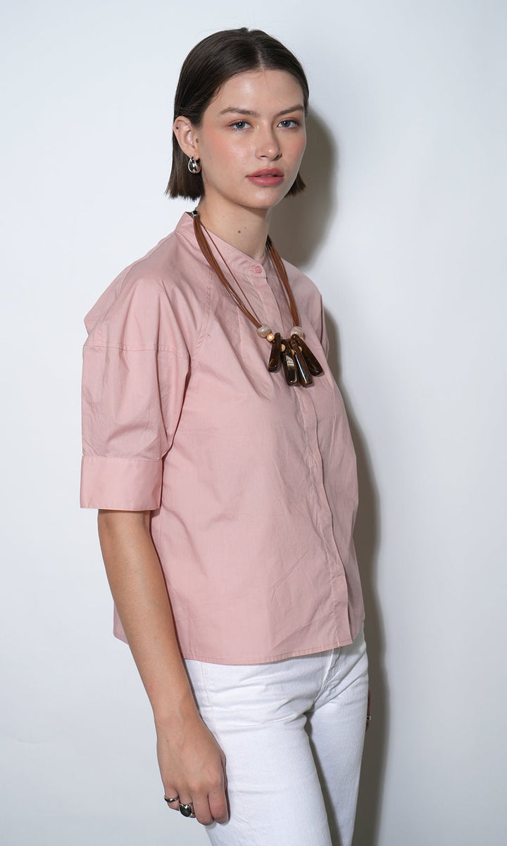 Greylin: Laya Puff Sleeve Button Up Blouse: Blush - Shorely Chic Boutique