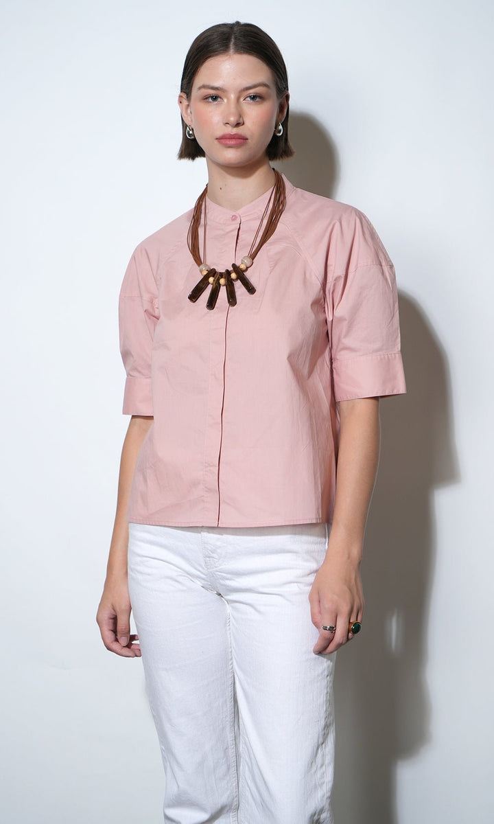 Greylin: Laya Puff Sleeve Button Up Blouse: Blush - Shorely Chic Boutique