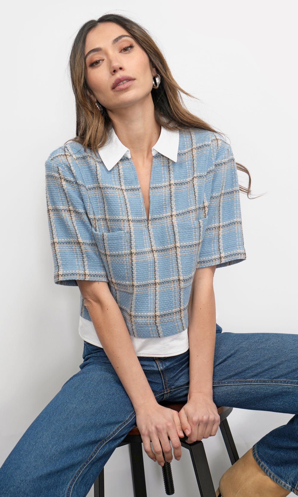 Greylin: Wynn Boxy Plaid Shirt: Retro Blue - Shorely Chic Boutique