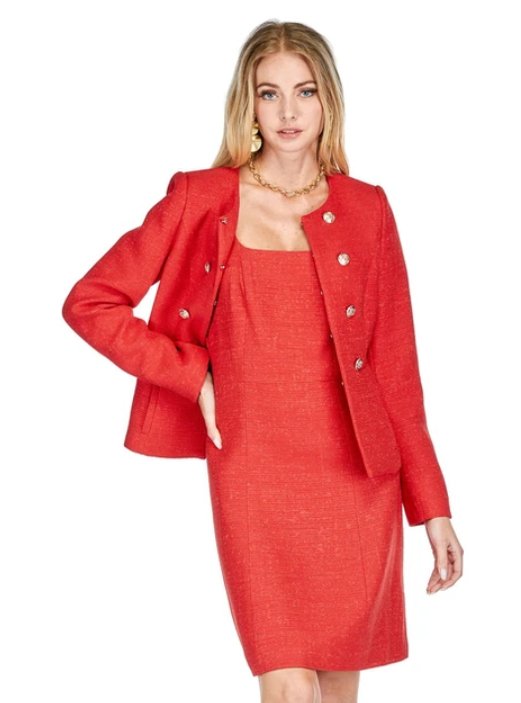 Jade - Cropped Jacket: Red - Shorely Chic Boutique