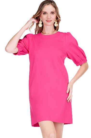 Jade - Ponte Knit Chemise Dress - Fuchsia XS / Fuchsia Jade - Ponte Knit Chemise Dress - Fuchsia XS / Fuchsia