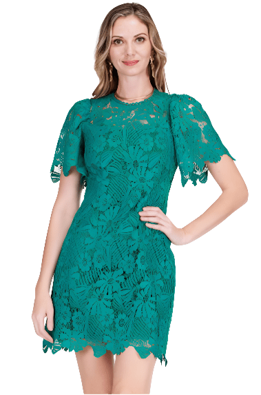 Jade - S/S Scallop Lace Dress: Green - Shorely Chic Boutique
