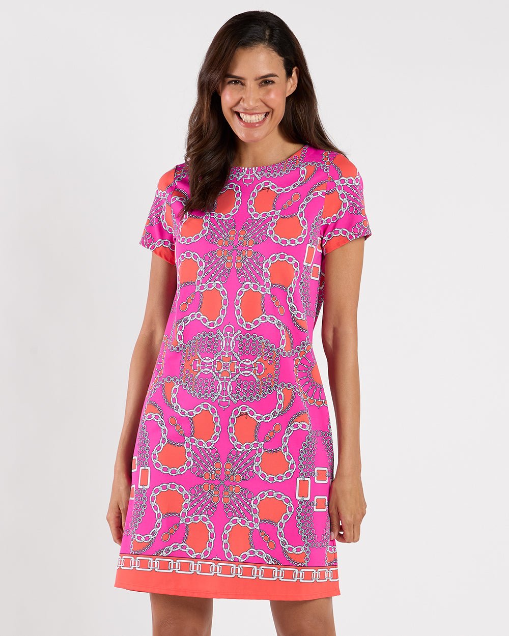 Jude Connally - Ella Heritage Chains Dress: Hot Pink - Shorely Chic Boutique