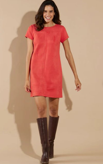 Jude Connally - Kayla Faux Suede Dress: Paprika - Shorely Chic Boutique