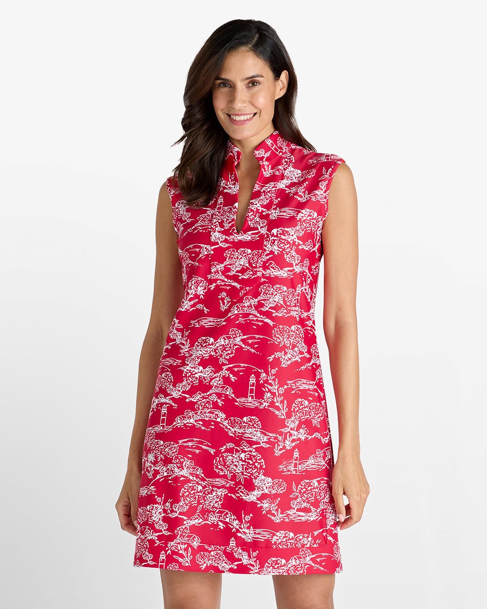 Jude Connally - Kristen Nantucket Toile Print Dress: Red - Shorely Chic Boutique