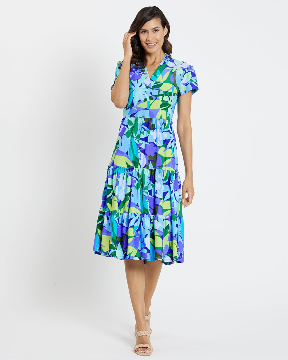 Jude Connally - Libby Kaleidoscope Floral Dress: Iris - Shorely Chic Boutique