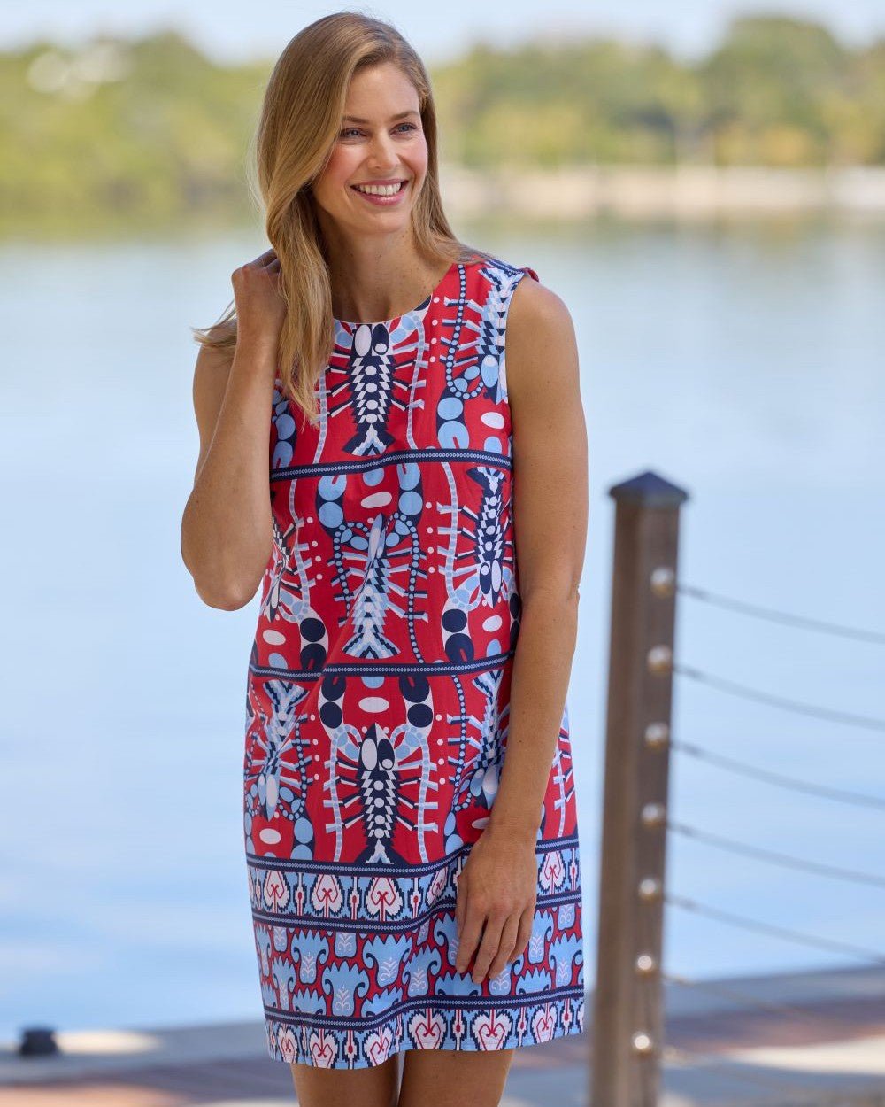 Jude Connally - Yolanda Dress Stretch Poplin: Red Multi - Shorely Chic Boutique
