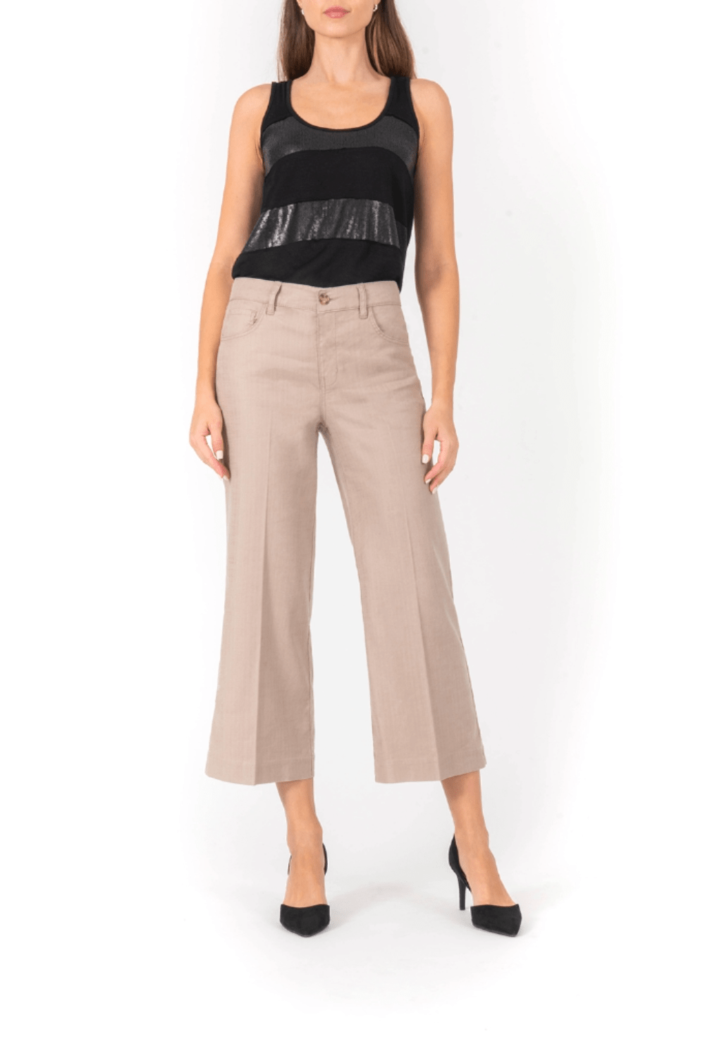 Level99 - Annabelle Crop Wide Leg: Safari - Shorely Chic Boutique