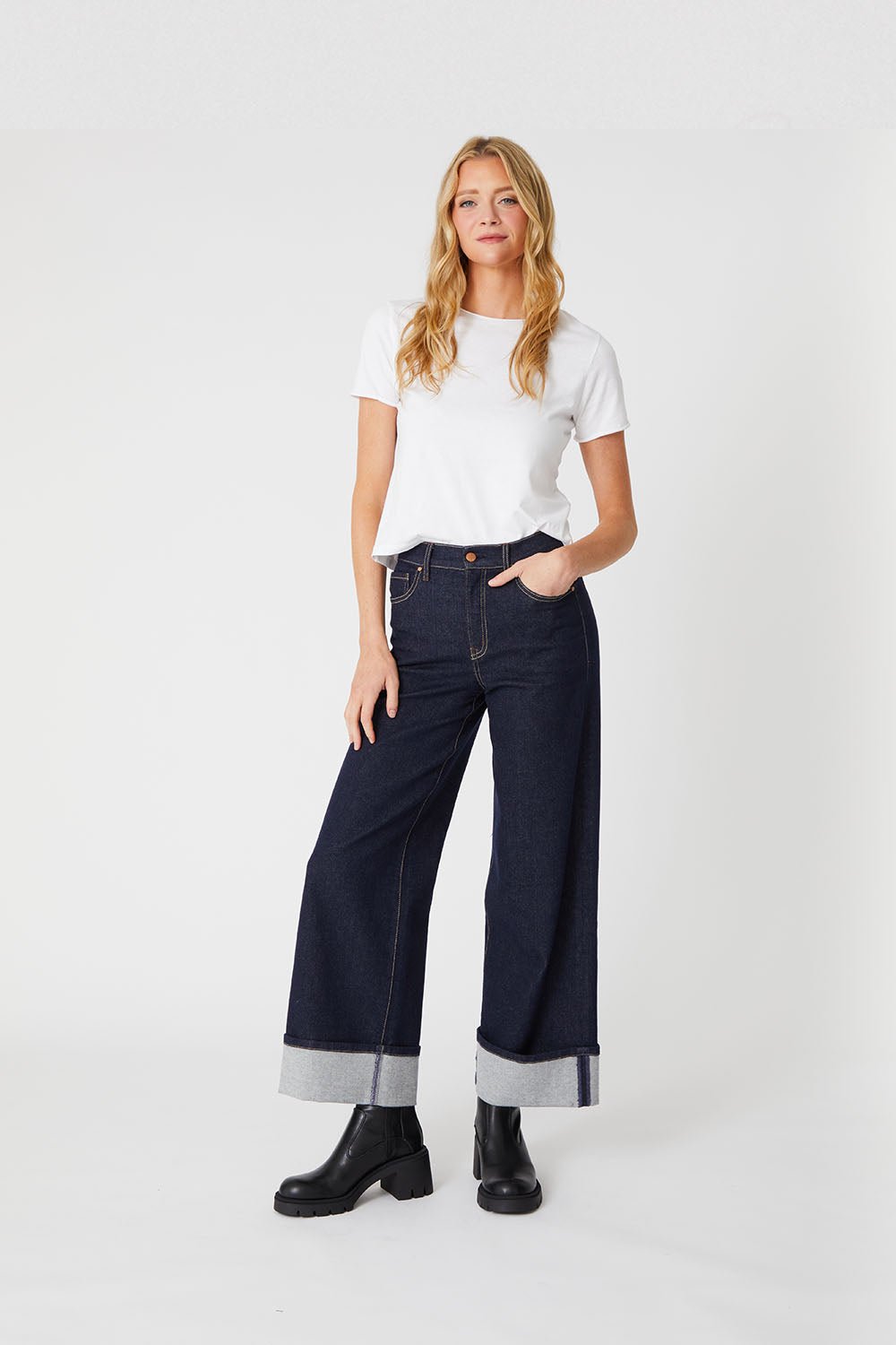 Level99 - Tribecca Wide Cuff Jean: Stay Blue - Shorely Chic Boutique