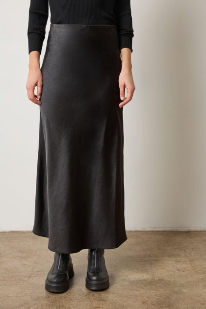 Lilla P - Bias Cut Satin Twill Maxi Skirt: Black - Shorely Chic Boutique