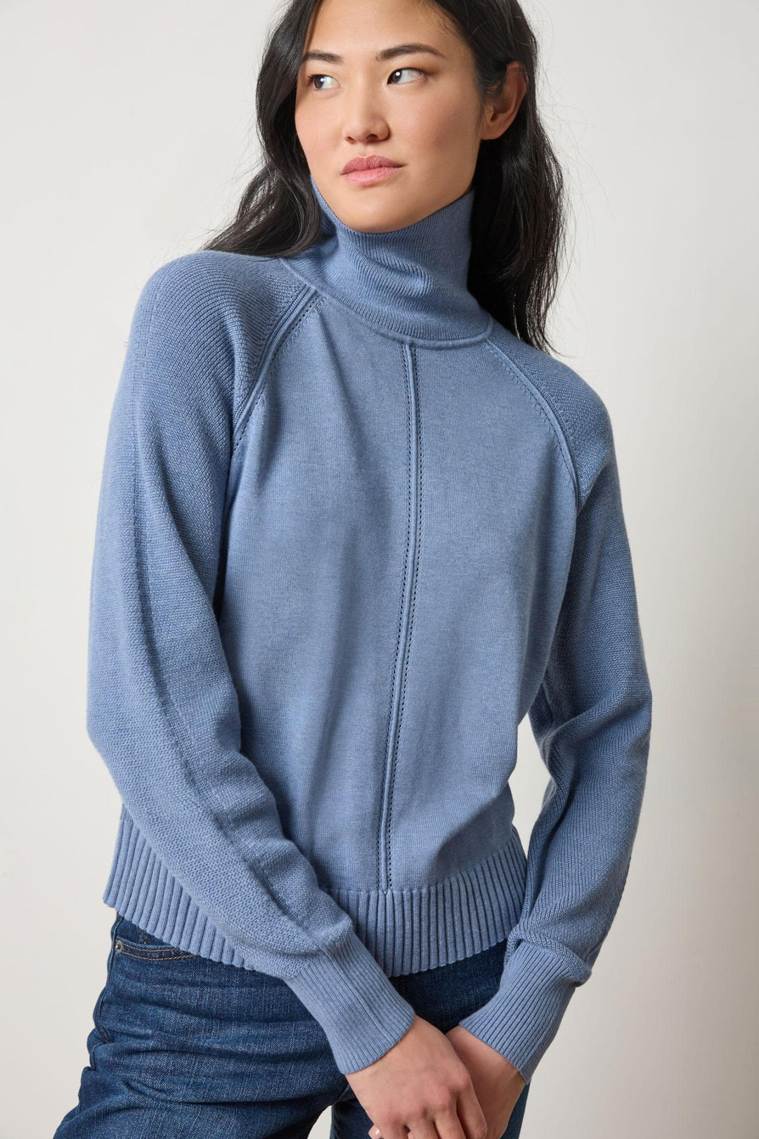 Lilla P - Relaxed Turtleneck Sweater : Bluebell - Shorely Chic Boutique